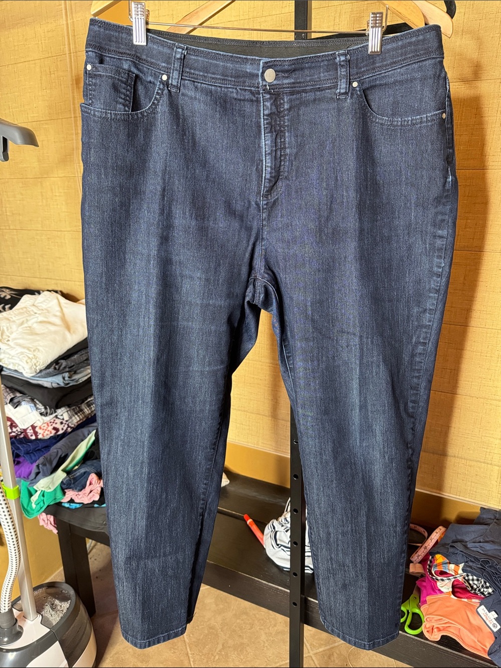 Chico’s So Slimming Girlfriend Ankle Jeans Dark Wash Size 3 (16) Stretch Denim - Picture 5 of 9